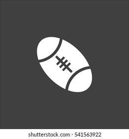 Rugby icon flat. Vector white illustration isolated on black background. Flat symbol