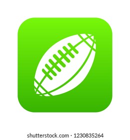 Rugby icon green vector isolated on white background