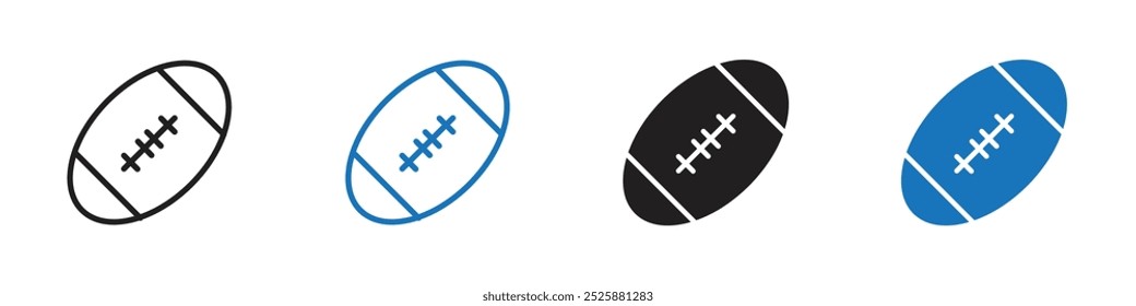 Conjunto de gráficos lineales de icono de rugby Vector en negro
