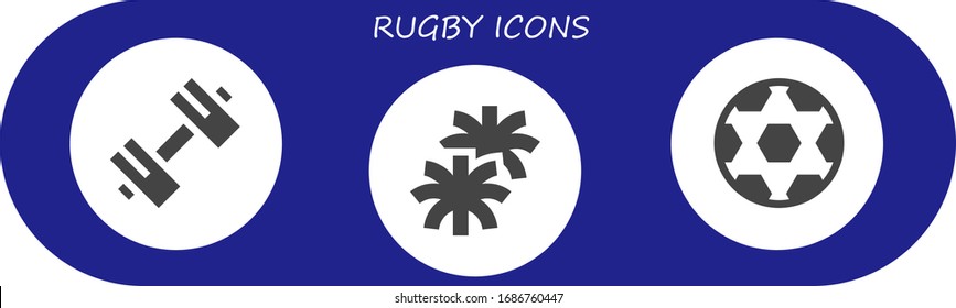 rugby icon set. 3 filled rugby icons.  Simple modern icons such as: Sport, Pom pom, Ball