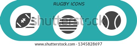 rugby icon set. 3 filled rugby icons.  Collection Of - Rugby ball, Ball