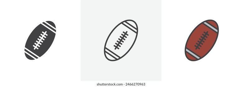 Rugby icon set. American football vector symbol and rugby ball icon.