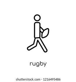 Rugby icon. Trendy modern flat linear vector Rugby icon on white background from thin line United States of America collection, editable outline stroke vector illustration