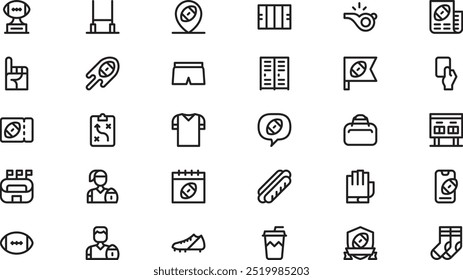 Rugby icons High-Quality Vector Icons Collection with Editable Stroke. Ideal for Professional and Creative Projects.