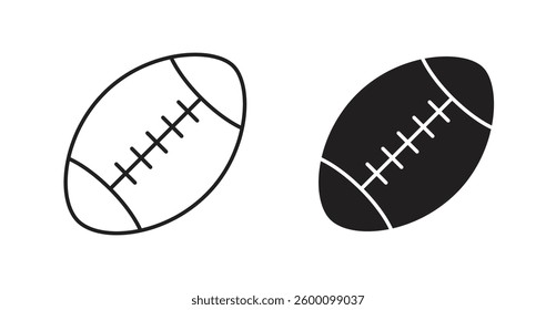 Rugby icons in solid black and outlined style