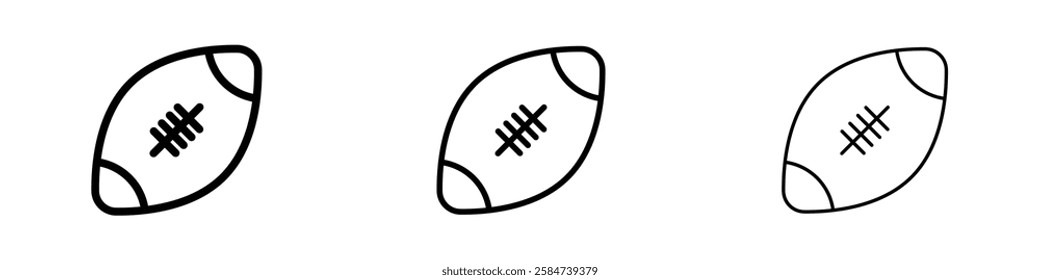 Rugby icons in three different stroke lines