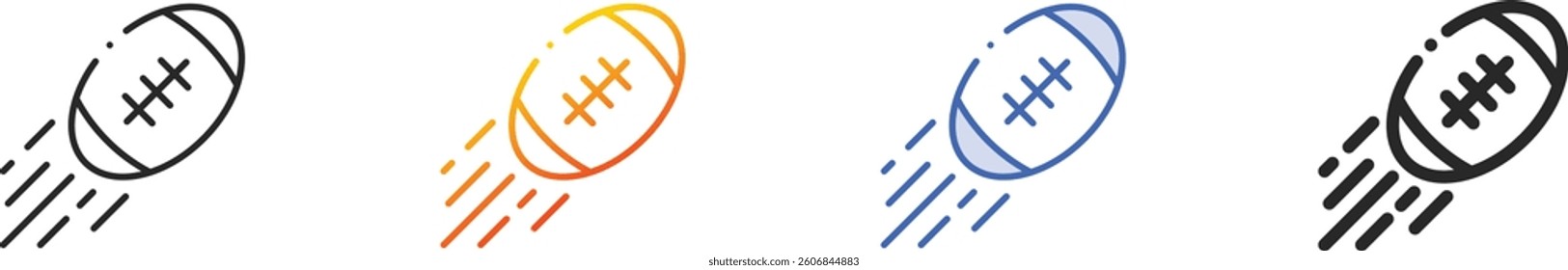 rugby icon.Thin Linear, Gradient, Blue Stroke and bold Style Design Isolated On White Background