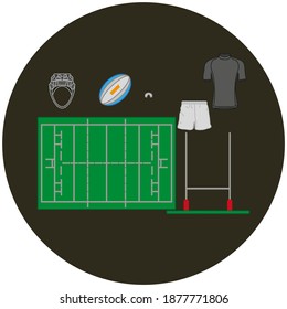 rugby illustrations kit on white background vector