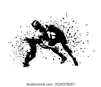 Rugby, isolated vector illustration. Two rugby players