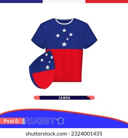 Jersey de rugby de la selección nacional de Samoa con bandera. Ilustración vectorial.