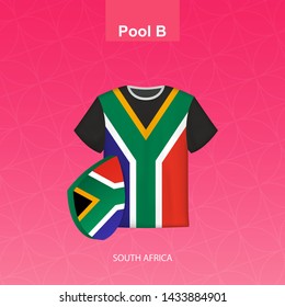 Rugby Jersey Of South Africa Team With Flag Of South Africa. Vector Illustration.