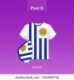 Rugby jersey of Uruguay team with flag of Uruguay. Vector illustration.