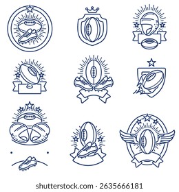 Rugby, labels and icon set. Collection icons rugby. Vector