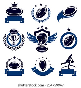 Rugby labels and icons set. Vector