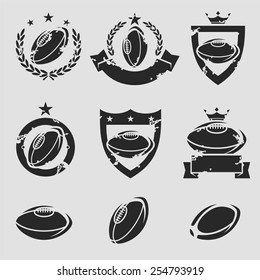 Rugby labels and icons set. Vector