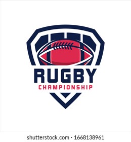 Rugby Logo, American Logo Sport, Rugby logo template vector, isolated on white background, club logo, emblem, designs with ball. Sport badge vector illustration