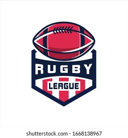 Rugby Logo, American Logo Sport, Rugby logo template vector, isolated on white background, club logo, emblem, designs with ball. Sport badge vector illustration