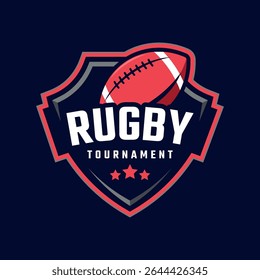 Rugby Logo, American Sports Logo, Rugby logo template vector. Sport badge vector illustration