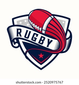 rugby logo. rugby ball badge style for rugby sport.