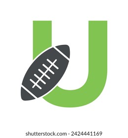 Rugby Logo combine with letter U vector template