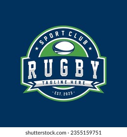 Rugby logo design vector illustration template, rugby club emblem