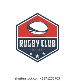 Modelo de ilustración vectorial de diseño del logotipo de Rugby, emblema del club de rugby