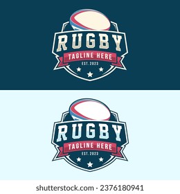 Rugby logo design vector illustration template, rugby club emblem