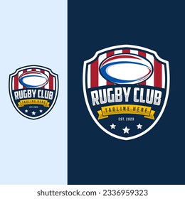 Rugby logo design vector template, rugby club emblem, badge