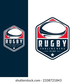 Rugby logo design vector template, rugby club emblem, badge