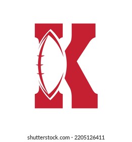 Rugby Logo With Letter K Symbol Concept, American football, sports logo