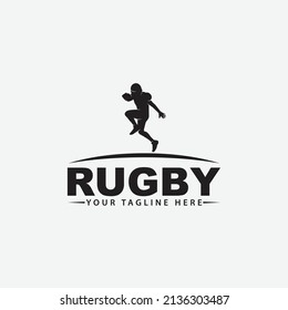 logotipo de rugby. Silhouette de un jugador de rugby, ilustración vectorial.