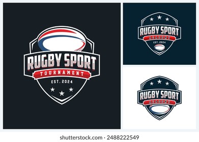 Rugby logo sport design template, rugby emblem vector, rugby tournament badge logo design vector illustration