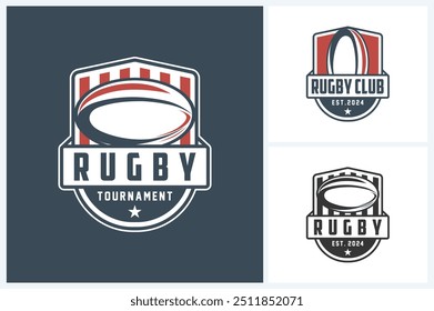 Rugby logo sport design template, rugby emblem vector, rugby tournament badge logo design vector illustration