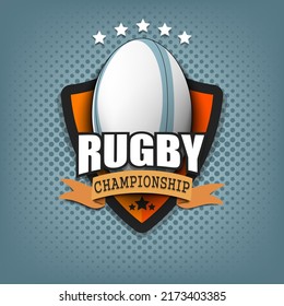 Diseño de plantilla de logotipo de Rugby. Logo de Rugby. Estilo Vintage. Ilustración del vector en el fondo aislado