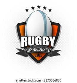 Diseño de plantilla de logotipo de Rugby. Logo de Rugby. Estilo Vintage. Ilustración del vector en el fondo aislado