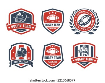 Rugby logo vector colorful set, Football badge logo template