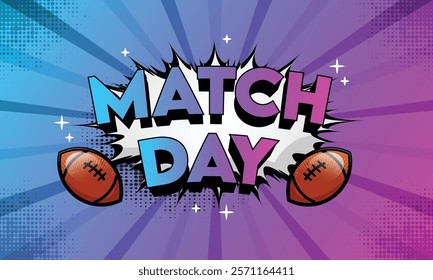 Rugby match day 3d cartoon banner and poster template design