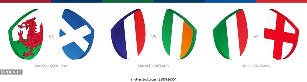 Rugby matches set of round 2, rugby tournament icon. Vector rugby icon.