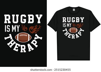 Rugby is my therapy American football playing typography graphics tshirt design 