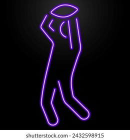 rugby neon sign, modern glowing banner design, colorful modern design trend on black background. Vector illustration.