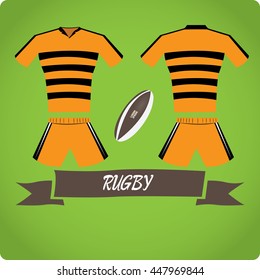 Rugby objects, Sport uniform, Vector illustration