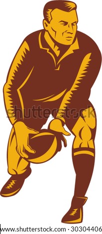 Rugby player about to pass the ball