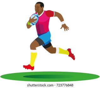 A rugby player is an attacker who runs with the ball in a swift attack