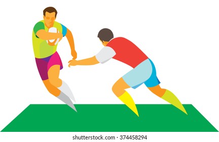 rugby player away from the opponent