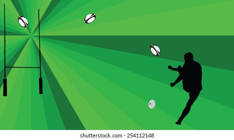 rugby player with background - vector