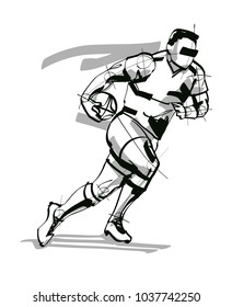 rugby player with rugby ball