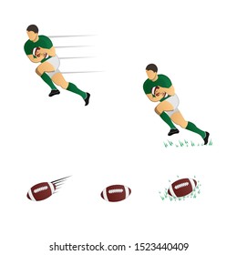 Rugby player with a ball. The game of Rugby. Vector illustration