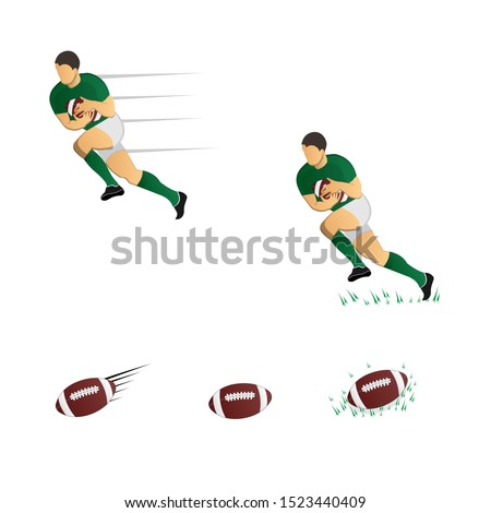 Rugby player with a ball. The game of Rugby. Vector illustration