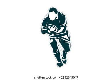 Rugby Player Ball Sketch Simple Rugby Stock Vector (Royalty Free