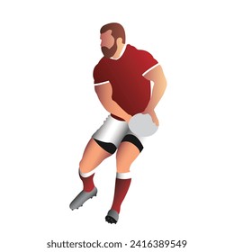 rugby player with a ball, vector illustration